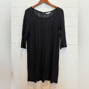Jack by BB Dakota Black Lace Long Sleeve Beach Coverup Dress Medium
